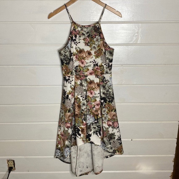 White vintage floral high low midi dress - Picture 2 of 9